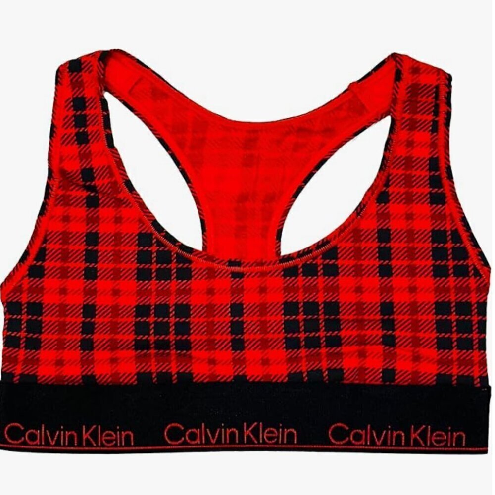 NWT CALVIN KLEIN Women's Modern Cotton Unlined Wireless Bralette, scotch plaid